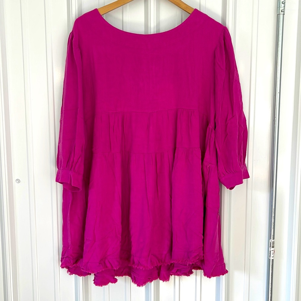 Umgee Babydoll Blouse Mulberry New Keyhole Tunic Top